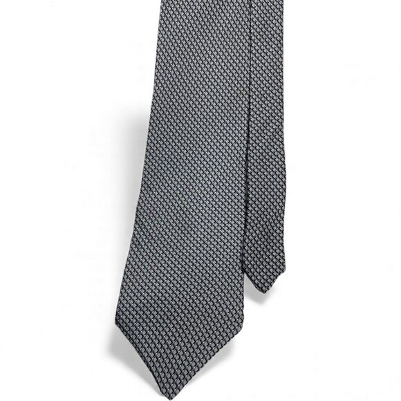 Bill Blass Silk Tie Geometric Silver Black Diamonds - Picture 1 of 5